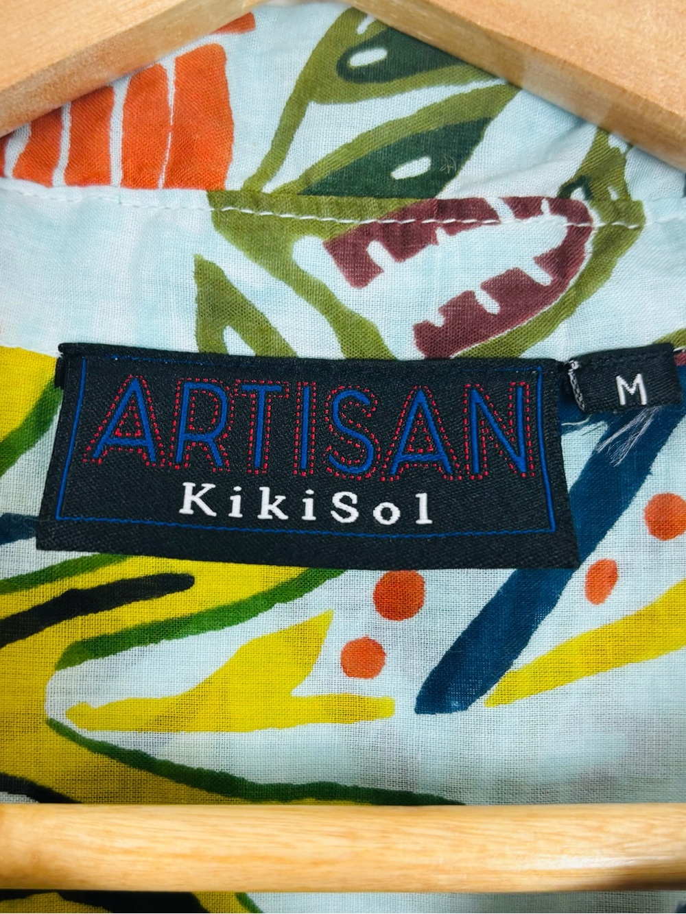 Artisan KikiSol Beaded Tropical Leaf Tunic Dress Resort M - Picture 8 of 9